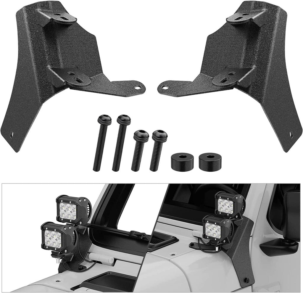 Dual A-Pillar Windshield Hinge Mount Bracket For 2018-2023 Wrangler JL/Gladiator JT