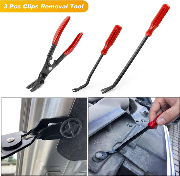 19Pcs Auto Trim Removal Tool Set, Nylon Car Trim Panel Radio Audio Stereo Removal Tool Kit, Clip Plier Upholstery Remover Tool Set with Portable Storage Bag, 2 Years Warranty