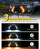 Xprite Front Grill with Turn Signals and Daytime Running Light, Matte Black Grille Compatible with 2007-2018 Jeep Wrangler JK JKU-Patent Design