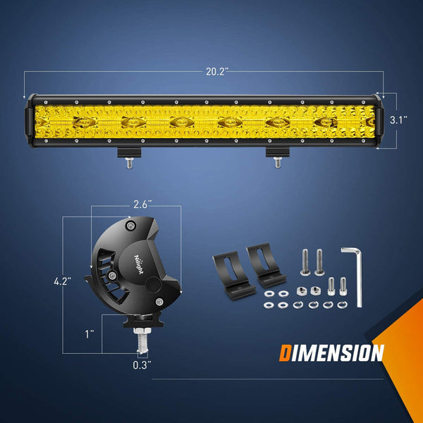 20" 420W 42000LM Triple Row Amber Spot/Flood LED Light Bar