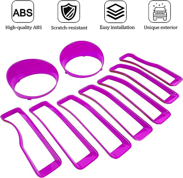 LAIKOU 9PCs Upgrade Front Grille Insert Grill Cover and Headlight Lamp Cover Trim Exterior Accessories fit for Jeep Wrangler JL JLU Sport/Sports