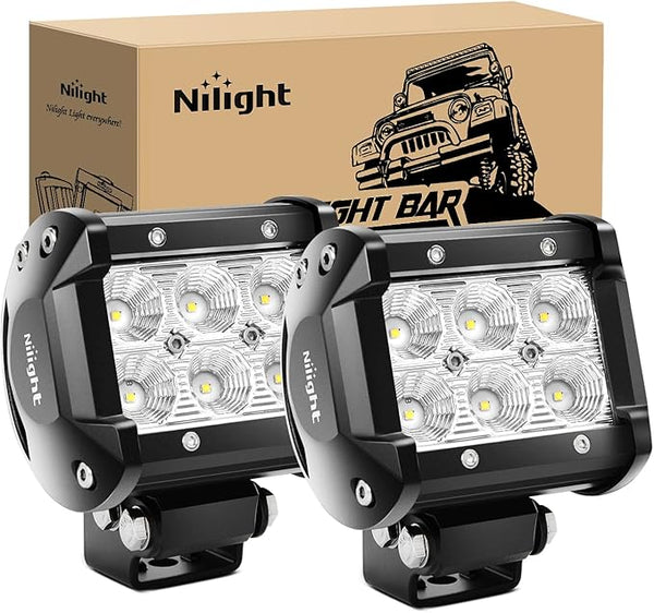 Led Pods 2Pcs 18W 1260LM Flood Led Off Road Lights Super Bright Driving Fog Boat Lights Led Work Light Bar for Trucks Pickup Golf Cart SUV ATV UTV 4x4 Van Camper,2 Years Warranty