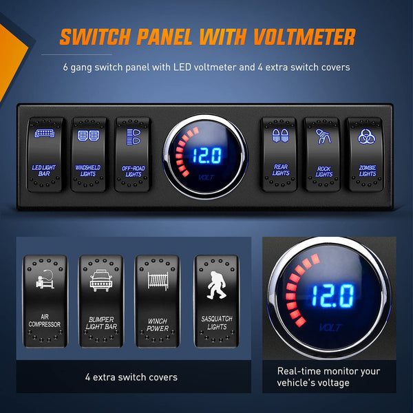 6Gang Rocker Switch Box Control System for Jeep Wrangler JK JKU 2007-2018