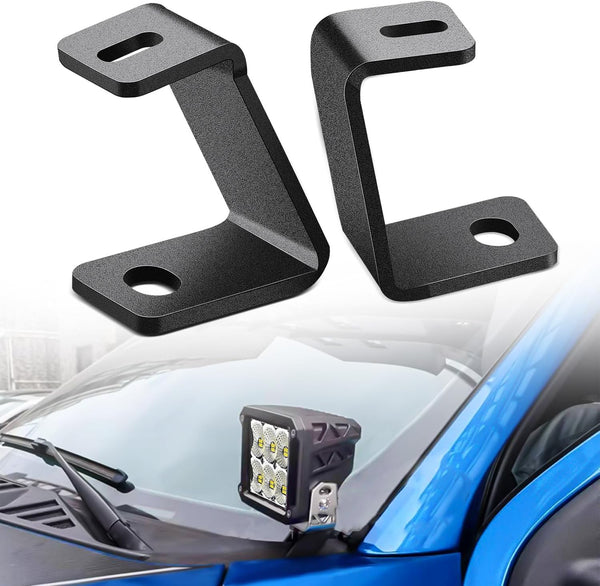 Ditch Light Bracket Hood Mount Brackets for Front A-Pillar Auxiliary Offroad LED Pod Light Work Lights on F150 Raptor 2017-2023 F-150 2015-2023