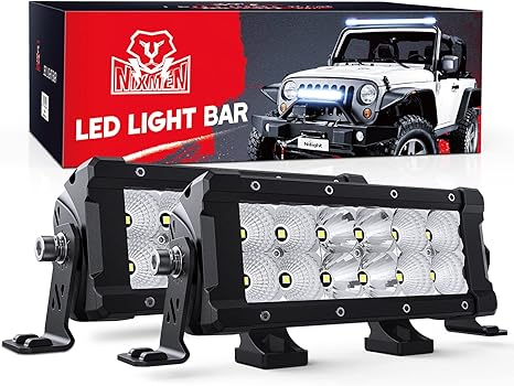 LED Light Bar 7.6 Inch 2PCS 60W Flood Spot Combo Beam 7200LM Osram P8/5W Chips Offroad Lighting IP68 LED Driving Light for Pickup Truck SUV ATV UTV Boat 4x4 Jeep