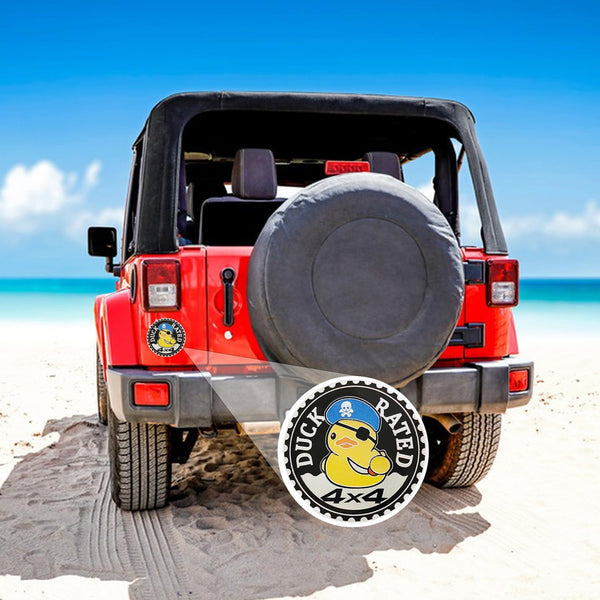 1 pc Duck Badge Rated Car Emblem, 4 x 4 Metal Automotive Badge, 3D Round Metal Car Badges Emblems, Car Badge Decals Stickers Compatible with Jeep Wrangler Vehicles Trucks SUV RV (Duck Rated-A)