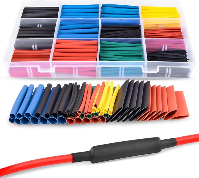 50005R Heat Shrink 2:1 Electric Insulation Tube Kit 45mm Flame Retardant Wrap Cable Sleeve 560pcs 5 Colors 12 Sizes with Storage Box，2 Years Warranty