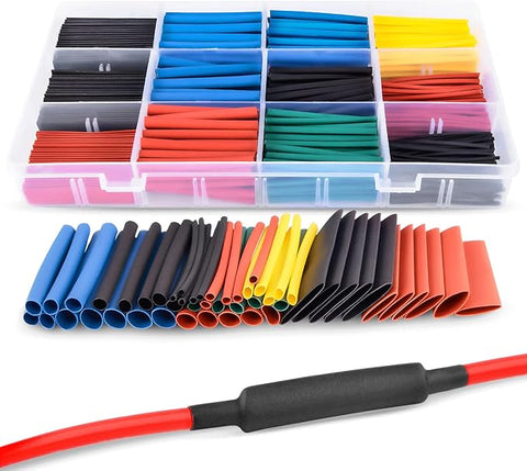 50005R Heat Shrink 2:1 Electric Insulation Tube Kit 45mm Flame Retardant Wrap Cable Sleeve 560pcs 5 Colors 12 Sizes with Storage Box，2 Years Warranty