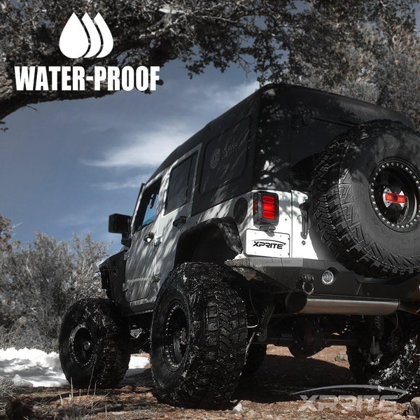 Clear Lens Red LED Tail Lights Assembly w/Turn Signal & Back Up & Brake Light, Plug & Play Compatible with 2007-2018 Jeep Wrangler JK JKU - G3 Diamond Series