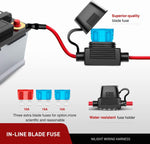 16AWG Wire Harness Kit 2 Leads W/ 12V 7/8inch Motorcycle Handlebar Switch | 3 Fuses | 4 Spade Connectors