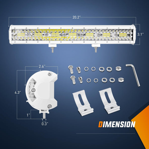 20" 420W Spot Flood Combo White Case Led Light Bar