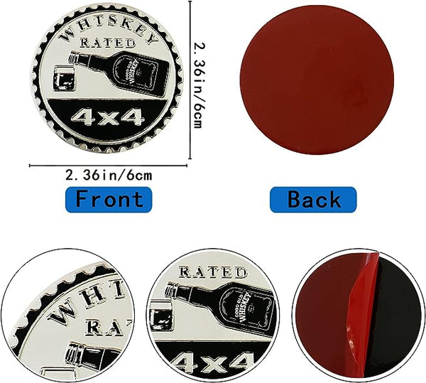 WHTSKEY Badge Rated Car Emblem, 4 x 4 Metal Automotive Badge