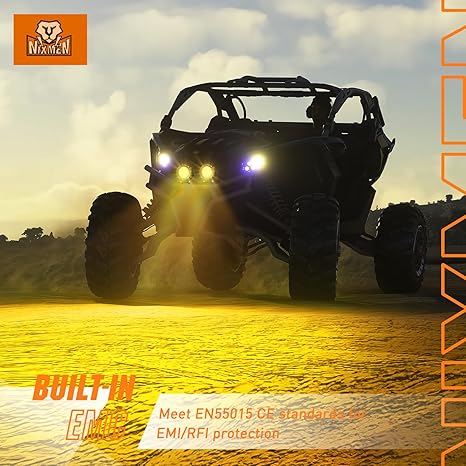 Amber Led Light Pods 2PCS 3Inch Flood Round Led Offroad Fog Light Built-in EMC Driving Lights Auxiliary Light for Motorcycle SUV ATV Truck Boat Tractor Forklift