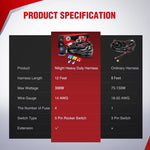 14AWG Wire Harness Kit 1 Lead W/ 12V 5Pin Switch | 3 Fuses | 2 Spade Connectors
