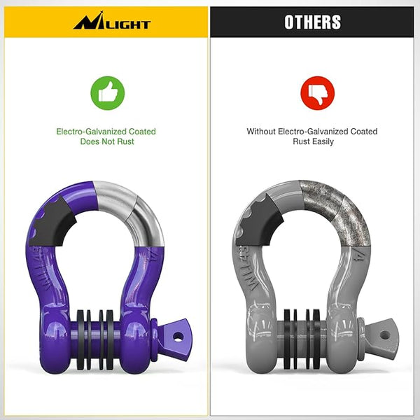 2 Pack 3/4" D-Ring Shackle with 7/8" Screw Pin 41,887lbs Break Strength, Heavy Duty Off Road Recovery Shackle with Isolators Washers for Use with Tow Strap, Winch, Off-Road Jeep Truck Vehicle