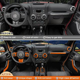 Opall Full Set Interior Decoration Trim Kit Steering Wheel& Center Console Air Outlet Trim, Door Handle Cover Inner For Jeep Wrangler JK JKU 2011-2017 2 Door &4 Door