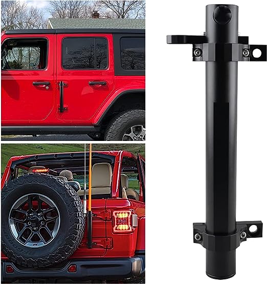 for Jeep Flag Mount- Flagpole Holder Bracket J/eep Flag Mount and Pole Tail Gate Flagpole Mount with CB Antenna Base Compatible with Jeep Wrangler JK JKU JL&Unlimited (08-22 JL)