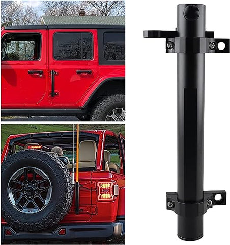 for Jeep Flag Mount- Flagpole Holder Bracket J/eep Flag Mount and Pole Tail Gate Flagpole Mount with CB Antenna Base Compatible with Jeep Wrangler JK JKU JL&Unlimited (08-22 JL)