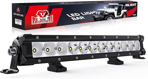 LED Light Bar 16 Inch 60W Flood Spot Combo Beam 7200LM Osram P8/5W Chips Offroad Single Row Slim Lights IP68 LED Driving Light for Pickup Truck SUV ATV UTV Boat Jeep