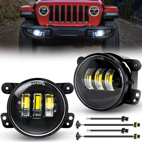 Fog Light Assembly For 2007-2018 Jeep Wrangler JK Unlimited JKU (White)