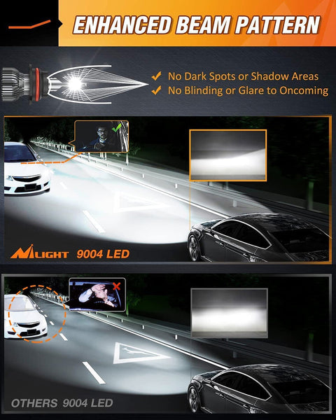 E20 9004/HB1 50W 10000LM 6000K IP67 LED Headlight Bulbs (Pair)