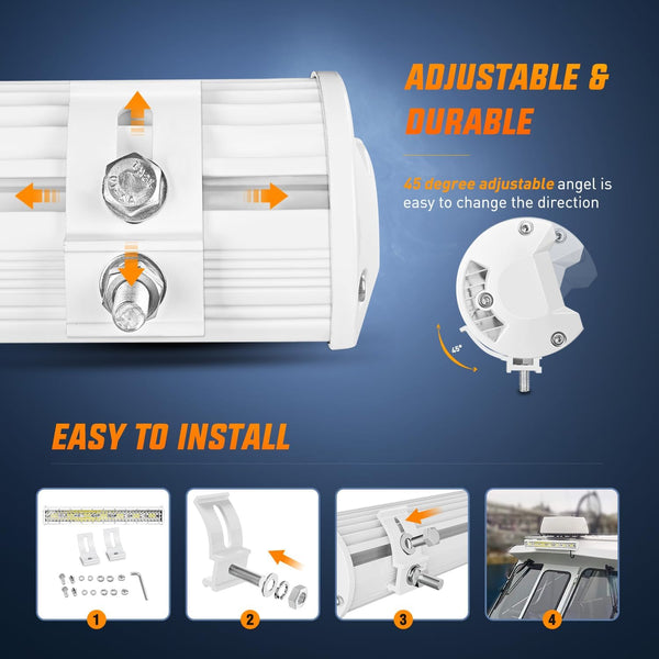 20" 420W Spot Flood Combo White Case Led Light Bar