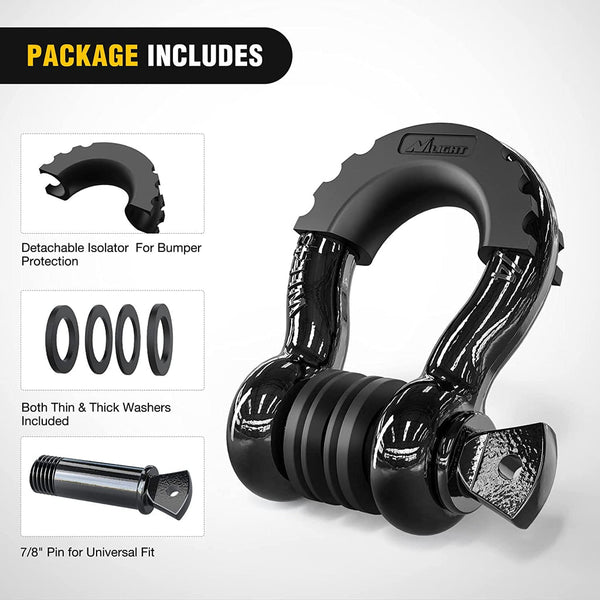 3/4 inch D-Ring Shackle Black (Pair)