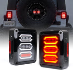 Xprite Clear Lens Red LED Tail Lights Assembly w/Turn Signal & Back Up & Brake Light, Plug & Play Compatible with 2007-2018 Jeep Wrangler JK JKU - G3 Diamond Series