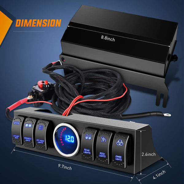 6Gang Rocker Switch Box Control System for Jeep Wrangler JK JKU 2007-2018
