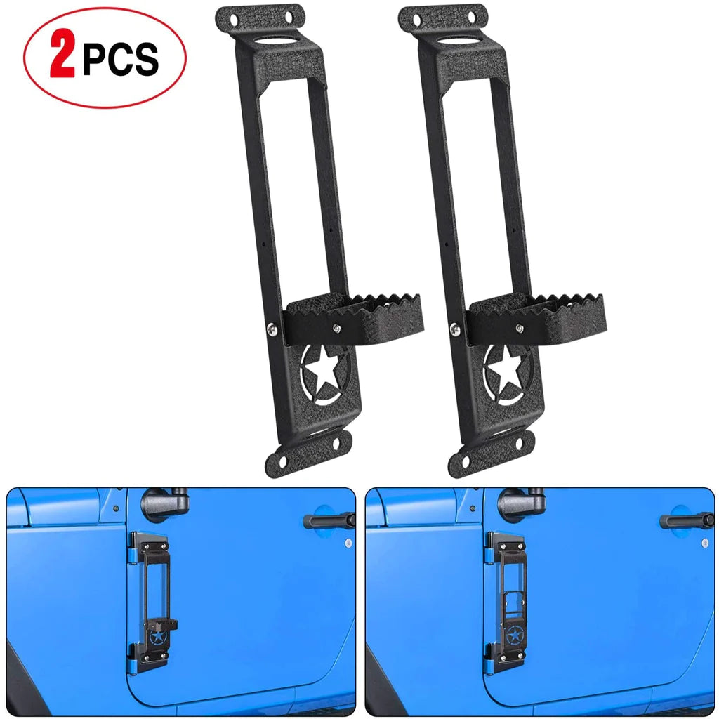 Door Hinge Steps For 2007-2017 Jeep Wrangler JK JKU & 2018-2020 Jeep Wrangler JL JKU (Pair)