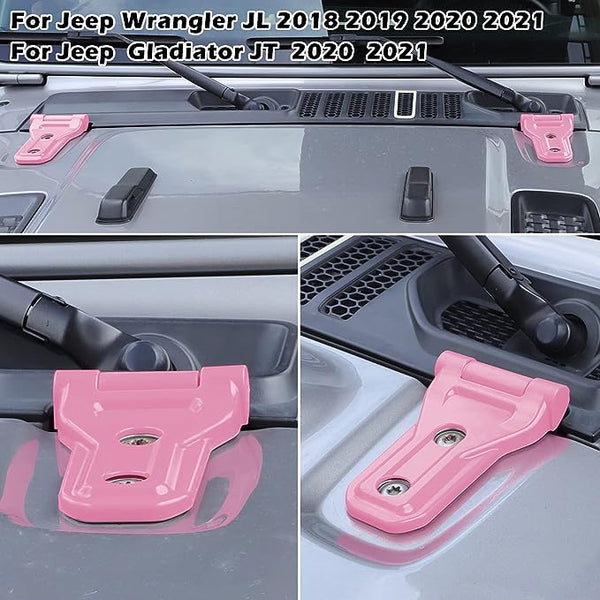 Bonbo Pink ABS Hood Hinge Cover Trim Compatible for Jeep Wrangler JL JLU 2018-2021 and for Jeep Gladiator JT 2020-2021 (Pack of 2)