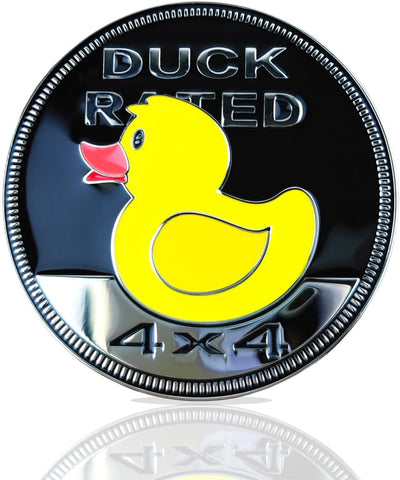 Duck Badge, Duck Rated Car Emblem 4 x 4, Metal Automotive Badge 3D, Metal Emblems Round Emblem Decals, Car Badge Compatible with Vehicles Trucks SUV Decorations, Stick it Anywhere