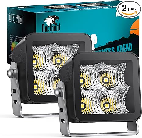 LED Pod Lights 2PCS 3 Inch 4LED Flood Beam Square Driving Work Lights Built-in EMC Offroad Lights Side Light Rear Back-Up Light for Tractor Truck Motorcycle Boat ATV