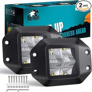 Flush Mount LED Pod Lights 2PCS 4.7 Inch 4LED Flood Beam Bumper Light LED Offroad Driving Lights Backup Reverse Light LED Work Light Grill Mount Light for Truck ATV UTV