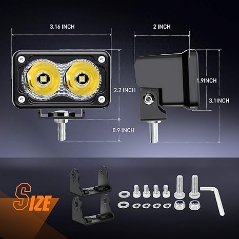 2PCS 3Inch Motorcycle Led Pods 1300LM Built-in EMC Driving Light Super Spotlight Offroad Fog Light Auxiliary Light for Motorbike SUV ATV Truck Boat Tractor Forklift