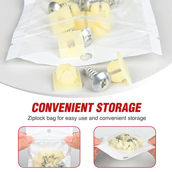 10 sets License Plate Screw Kit, Stainless Steel Screws with Nylon Nuts for Fastening Front and Back License Plates on Cars, SUVs, Trucks
