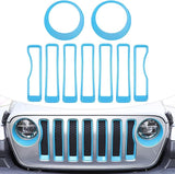 LAIKOU 9PCs Upgrade Front Grille Insert Grill Cover and Headlight Lamp Cover Trim Exterior Accessories fit for Jeep Wrangler JL JLU Sport/Sports