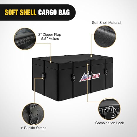 60" x 20"x 7.87" Folding Hitch Cargo Carrier Fits 2-Inch Hitch Receiver 500 Lbs Capacity Cargo Bag Cargo Net Ratchet Straps Hitch Lock Hitch Stabilizer for SUV Pickup RV Van, 2 Years Warranty