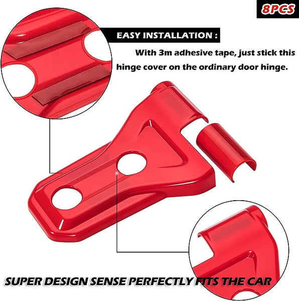 Red Door Hinge Cover Trim Exterior Accessories 8PCS for Jeep Wrangler JL JLU Sports Sahara Freedom Rubicon Unlimited Gladiator JT