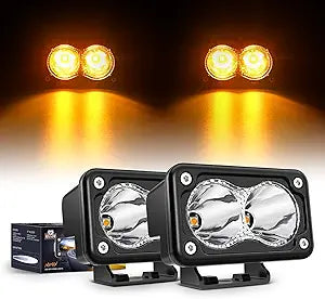 3Inch Amber LED Light Pods, 2PCS 10W Super Spot Fog Light Auxiliary Driving Lamp Built-in EMC for Motorbike SUV ATV Truck Boat Tractor Forklift