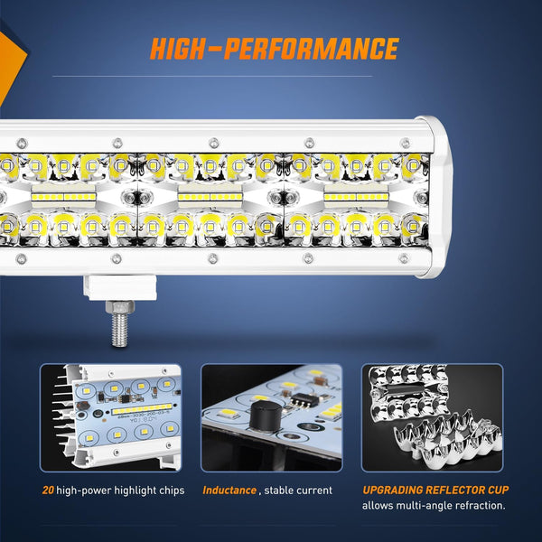 20" 420W Spot Flood Combo White Case Led Light Bar