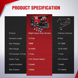 16AWG Wire Harness Kit 2 Leads W/ 12V 5Pin Rear Lights Switch | 3 Fuses | 4 Spade Connectors