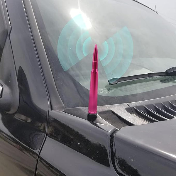 5.4" Car Bullet Antenna Car Radio Antenna for Universal Utility Aluminum Thick Short Replacement Antenna (Pink)