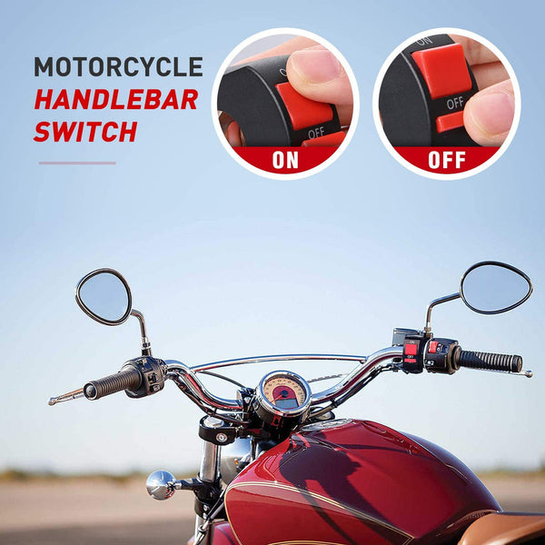 16AWG Wire Harness Kit 2 Leads W/ 12V 7/8inch Motorcycle Handlebar Switch | 3 Fuses | 4 Spade Connectors