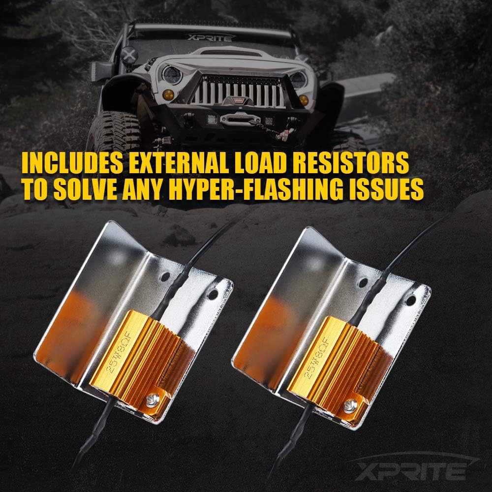Amber Lens LED Turn Signal, Aluminum Front Blinker Lights Compatible with 2007-2018 Jeep Wrangler JK