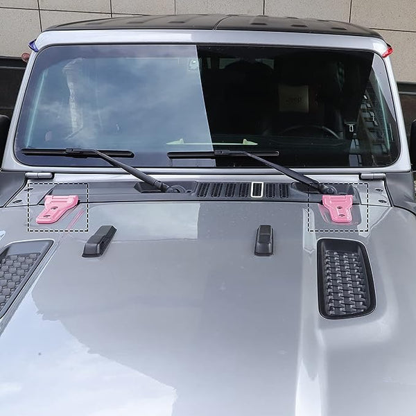 Bonbo Pink ABS Hood Hinge Cover Trim Compatible for Jeep Wrangler JL JLU 2018-2021 and for Jeep Gladiator JT 2020-2021 (Pack of 2)