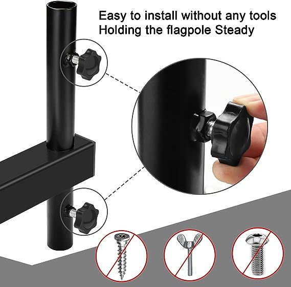Hitch Mount Flagpole Holder, Denforste Flagpole Hitch Flag Pole with Anti-Wobble Screws, Flag Hitch Mount Universal for 2 inches Receiver, for Jeep, SUV, RV, Pickup, Truck, Camper, Trailer
