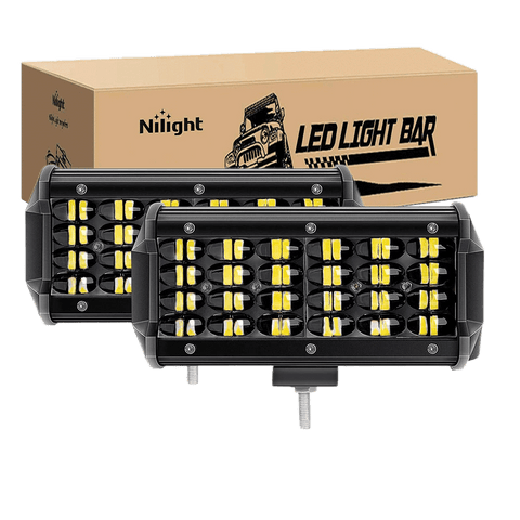 6.5" 72W 7200LM Quad Row Spot Led Light Bars (Pair)