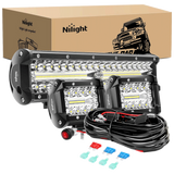12" 300W Triple Row Spot/Flood Led Light Bar Kit | 4" 60W Led Pods (Pair)