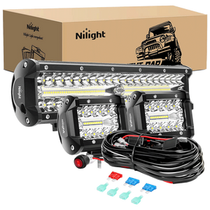 12" 300W Triple Row Spot/Flood Led Light Bar Kit | 4" 60W Led Pods (Pair)
